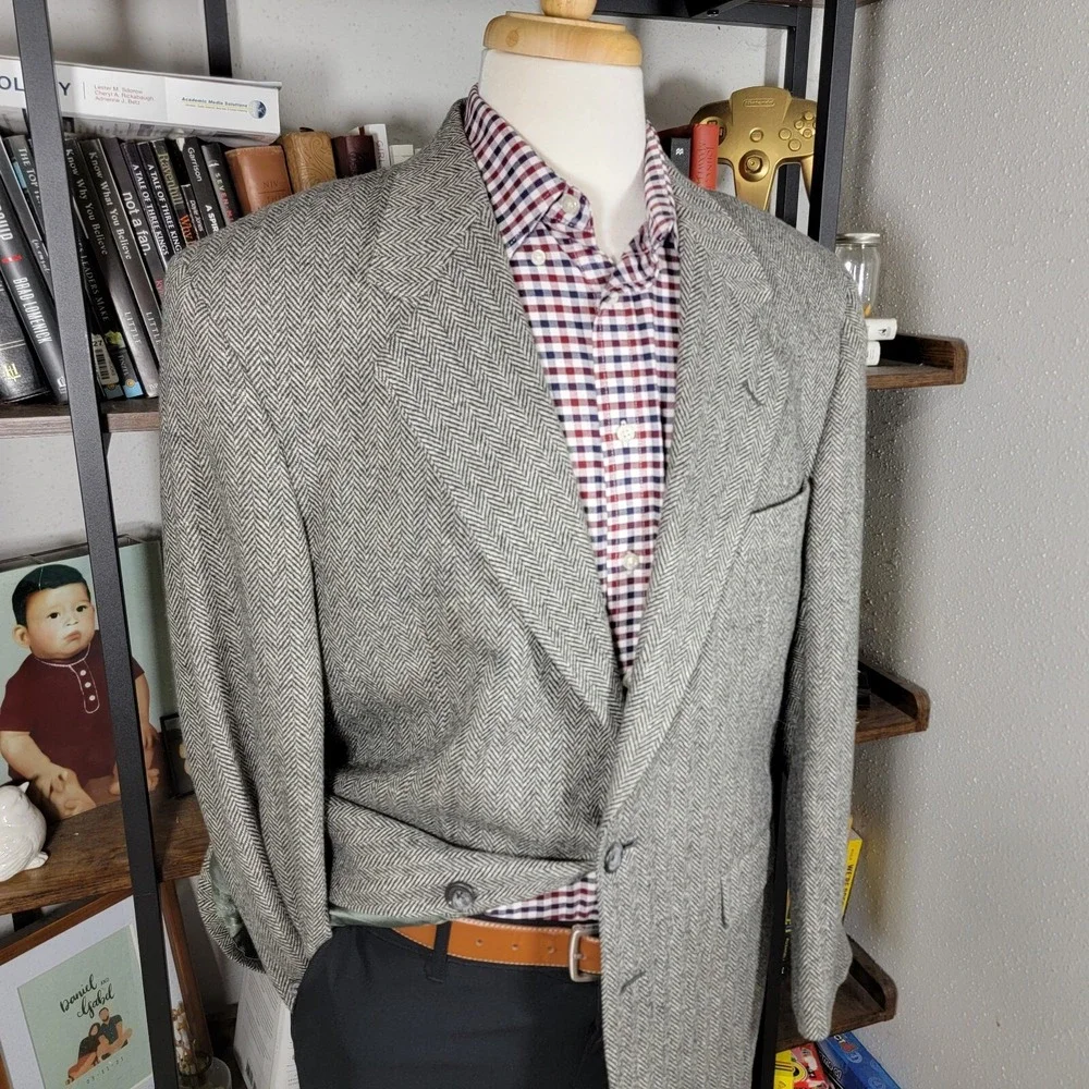 John Alexander Hartmarx Men's Tweed Sport Coat Blazer Two Button Herringbone 42R